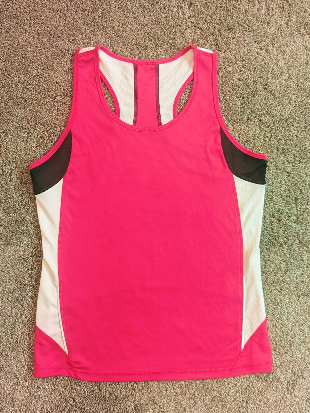 Women's Tek gear Pink Tank Top with White and Black Accents. Size Large
